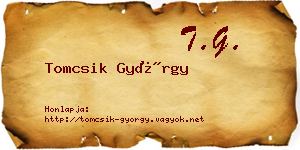 Tomcsik György névjegykártya